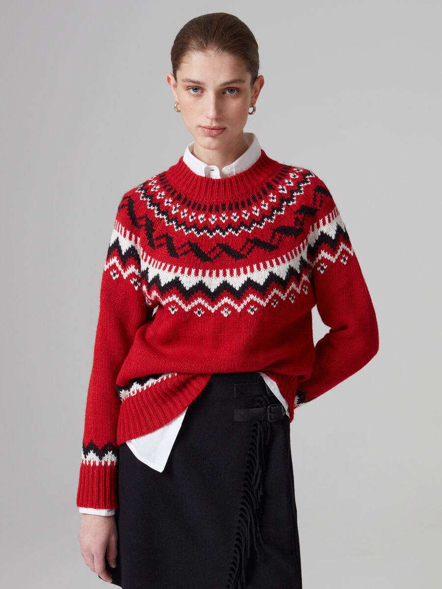 Pullover con disegno norvegese jacquard_0