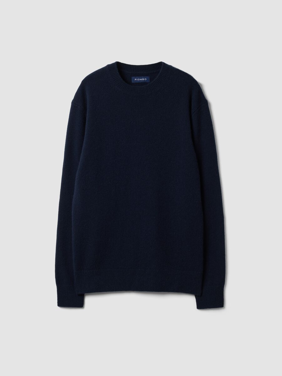 Maglia blu in puro cashmere a girocollo regular fit_0
