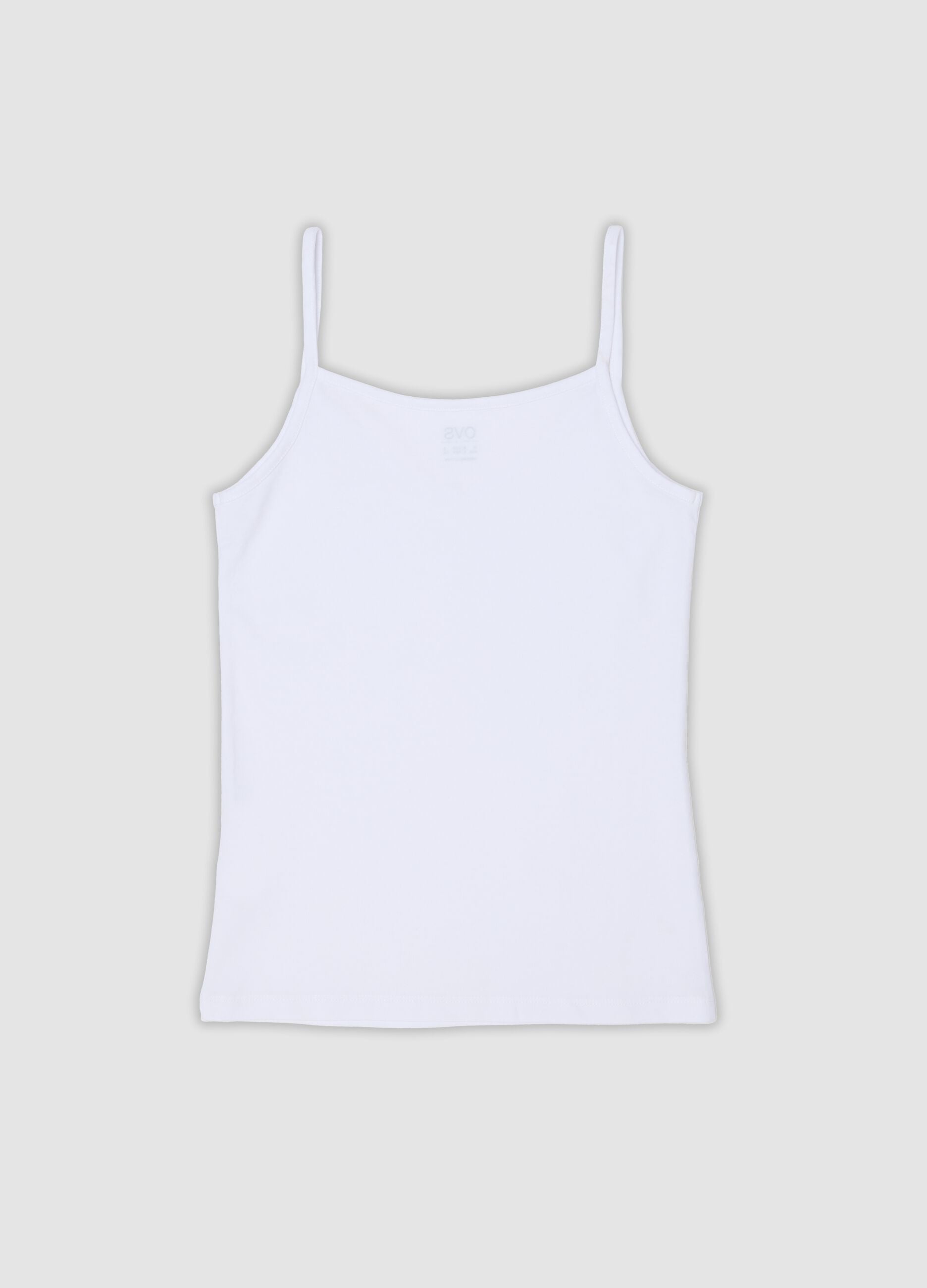 White stretch cotton vest top, regular fit