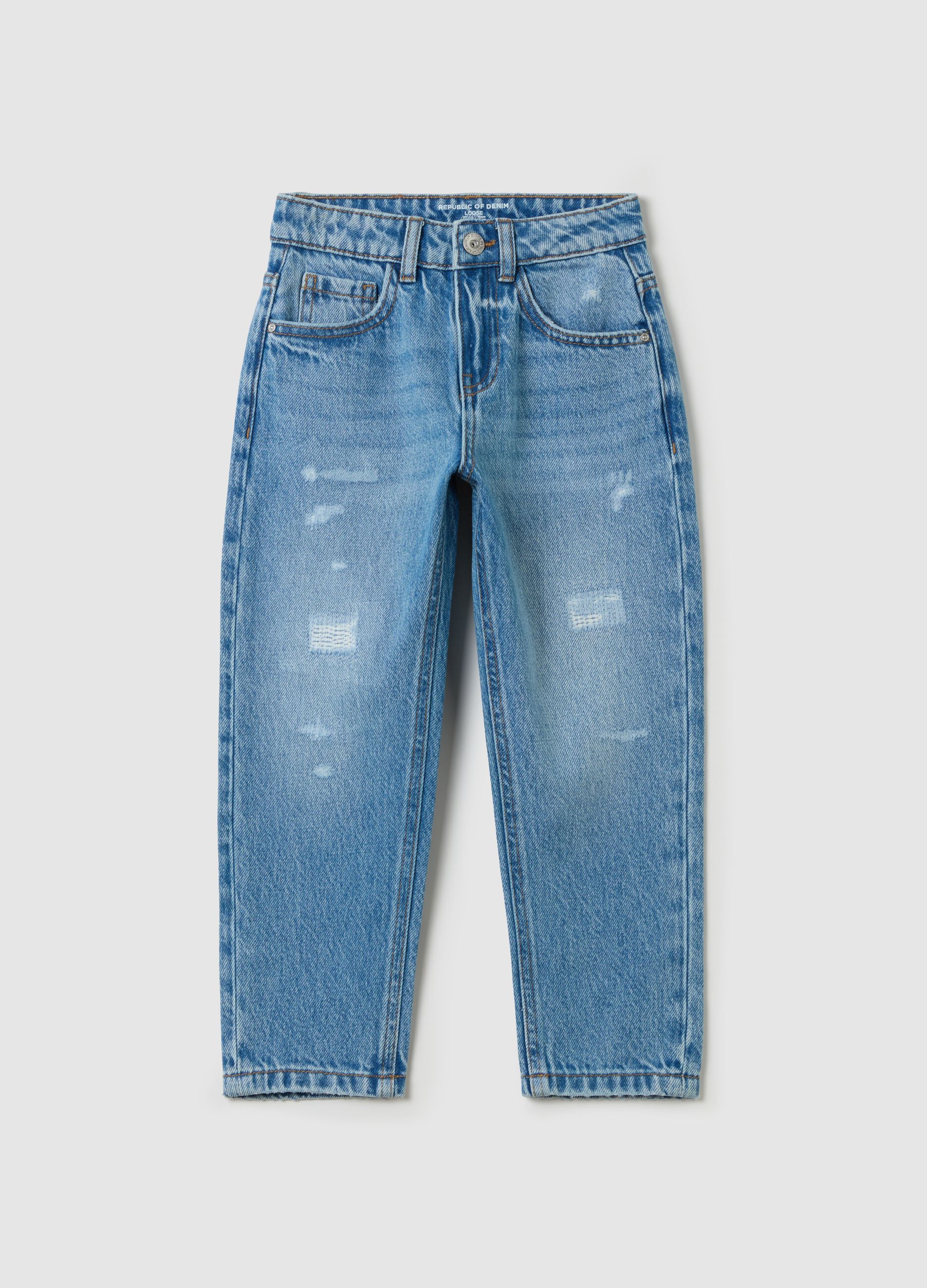 Loose-fit jeans with abrasions