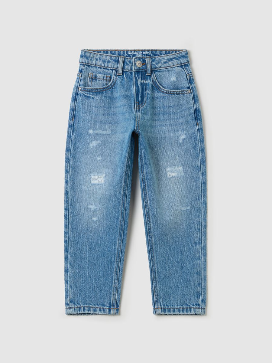 Loose-fit jeans with abrasions_0
