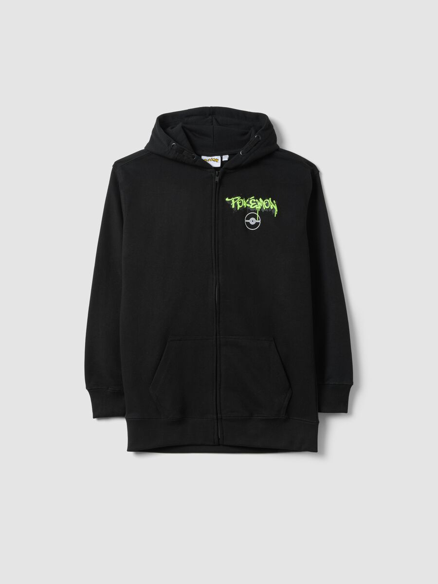Felpa in misto cotone nera da bambino oversize fit con stampa Pok&eacute;mon_0