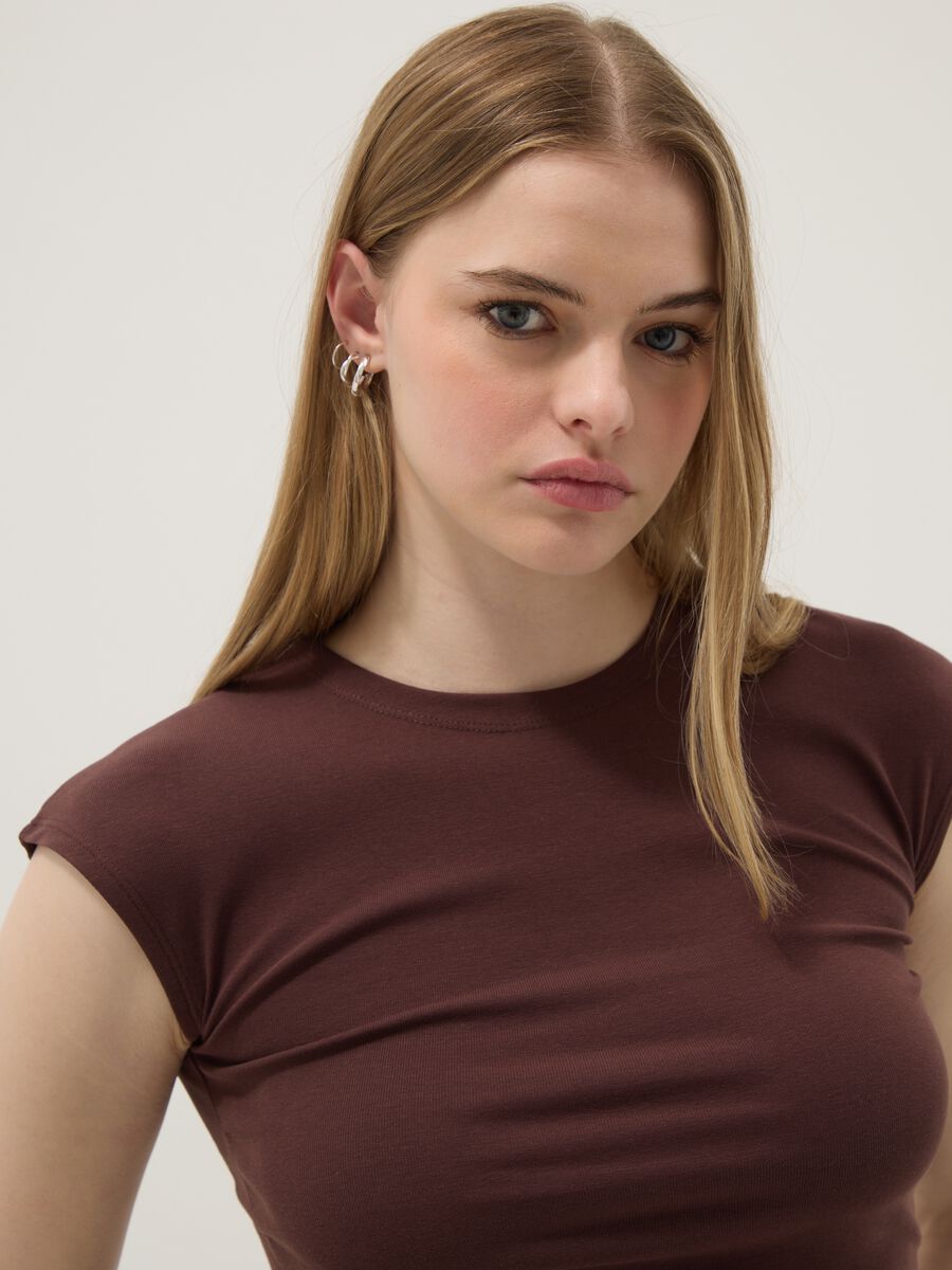 Brown Stretch Cotton Fitted Tank Top_3