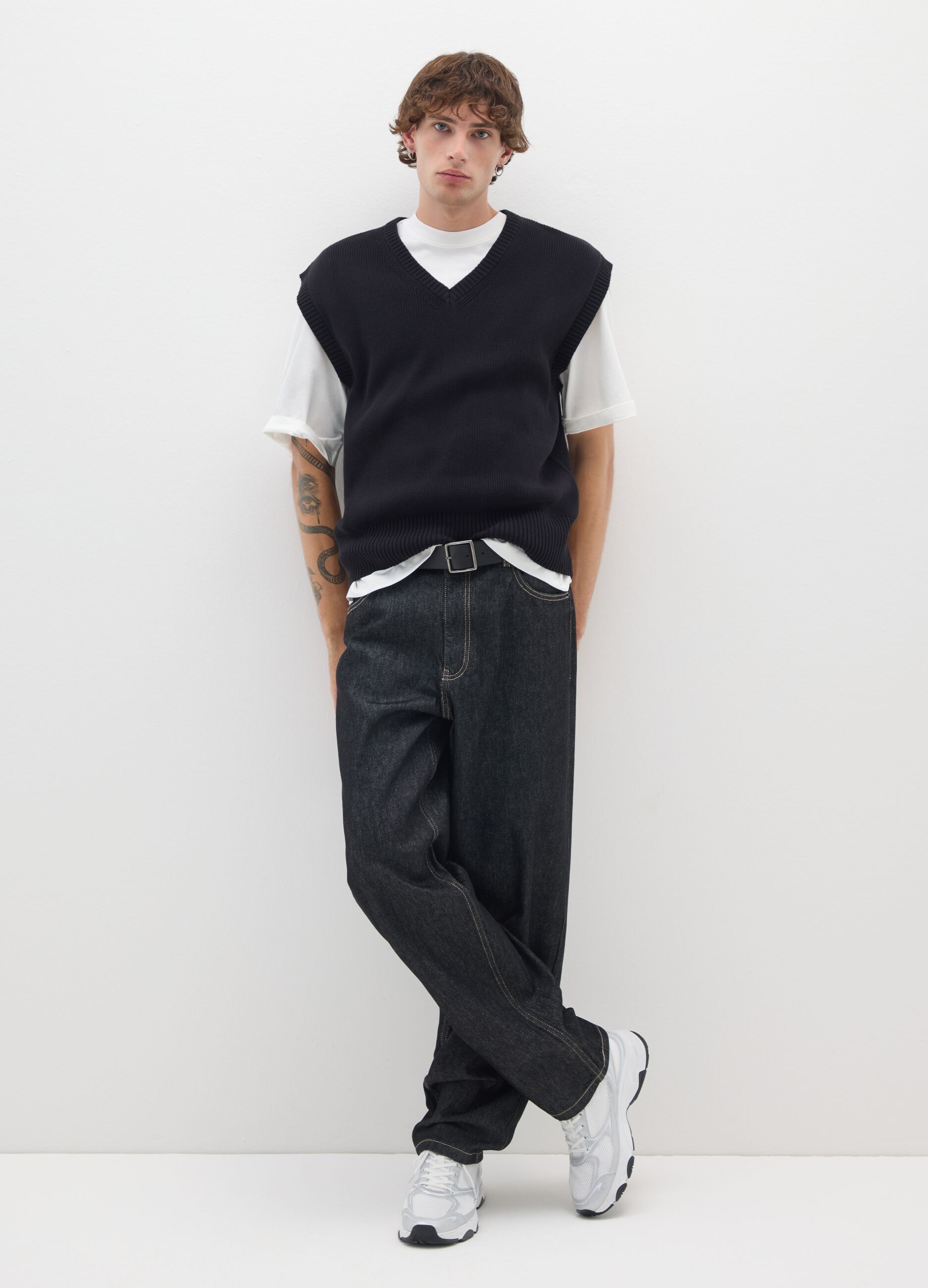 Jeans neri baggy in puro cotone
