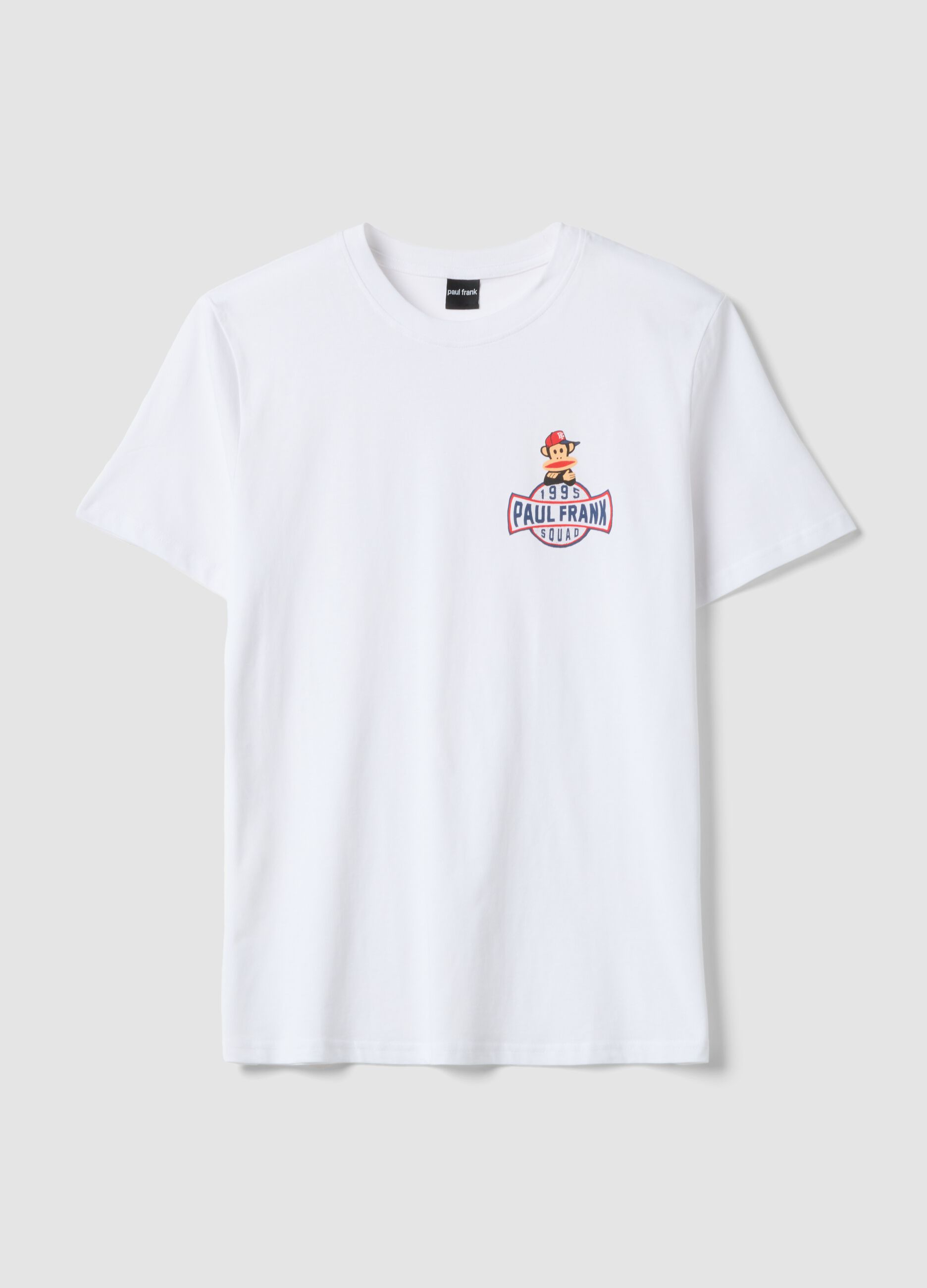 White pure cotton Paul Frank print T-shirt, regular fit