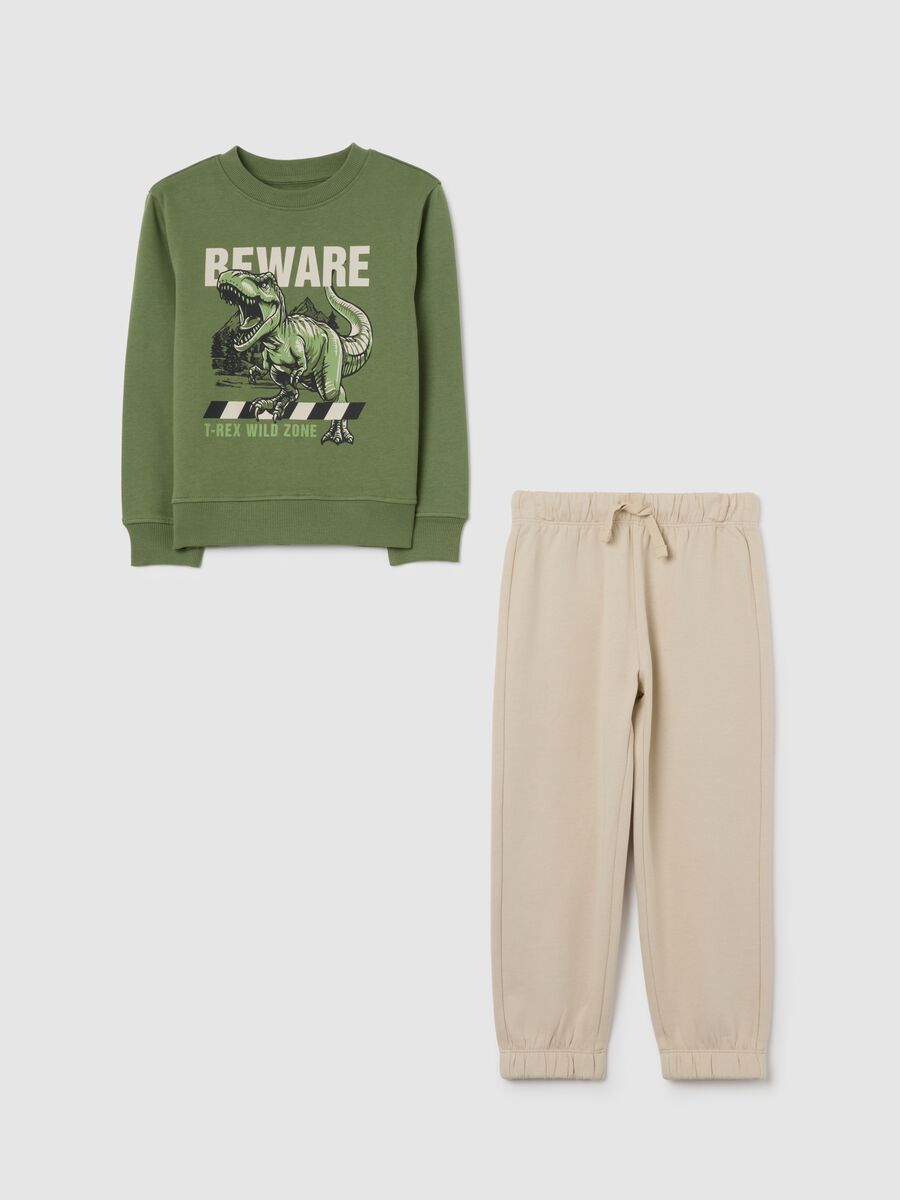 Multicolour tracksuit with dinosaur print for kids in pure cotton regular fit_0