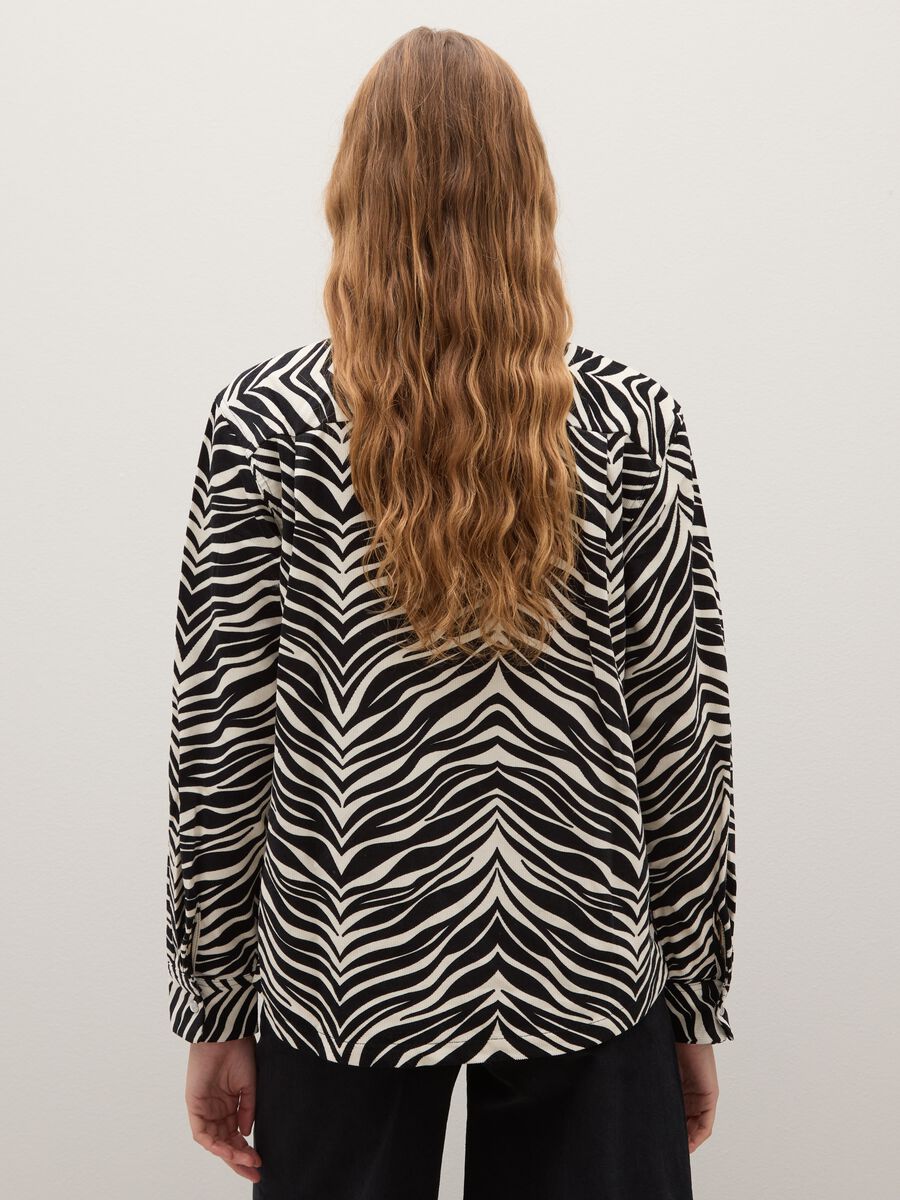 Multicolour shirt with zebra pattern in pure cotton regular fit_3