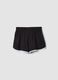 Shorts neri in puro cotone da ragazza slim fit con profili bianchi_4