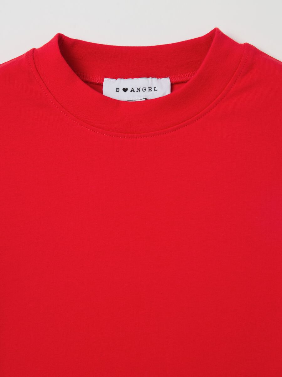 Stretch cotton T-shirt with mock neck_5