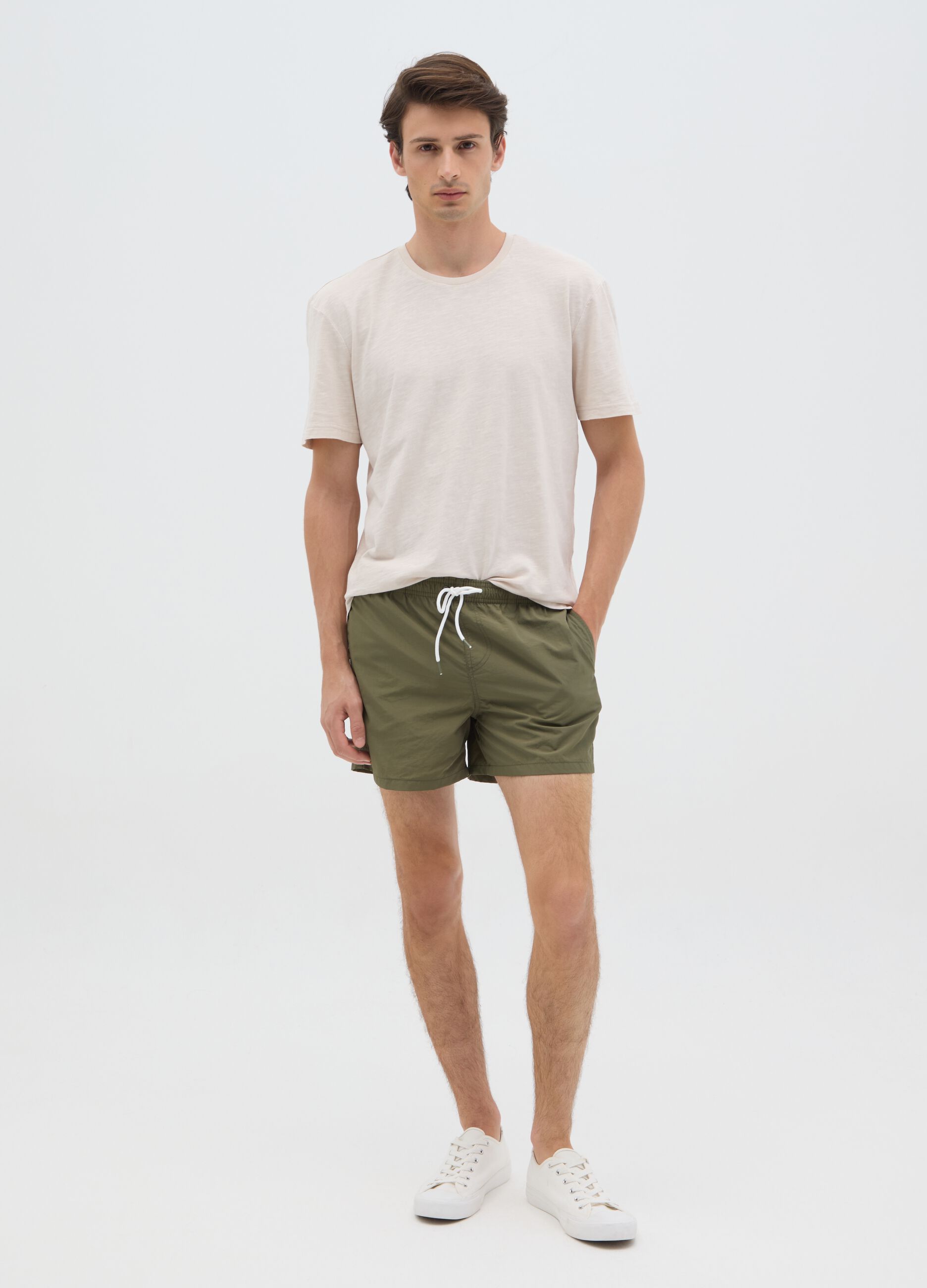 Men’s boxer shorts in green mixed fabric with regular fit