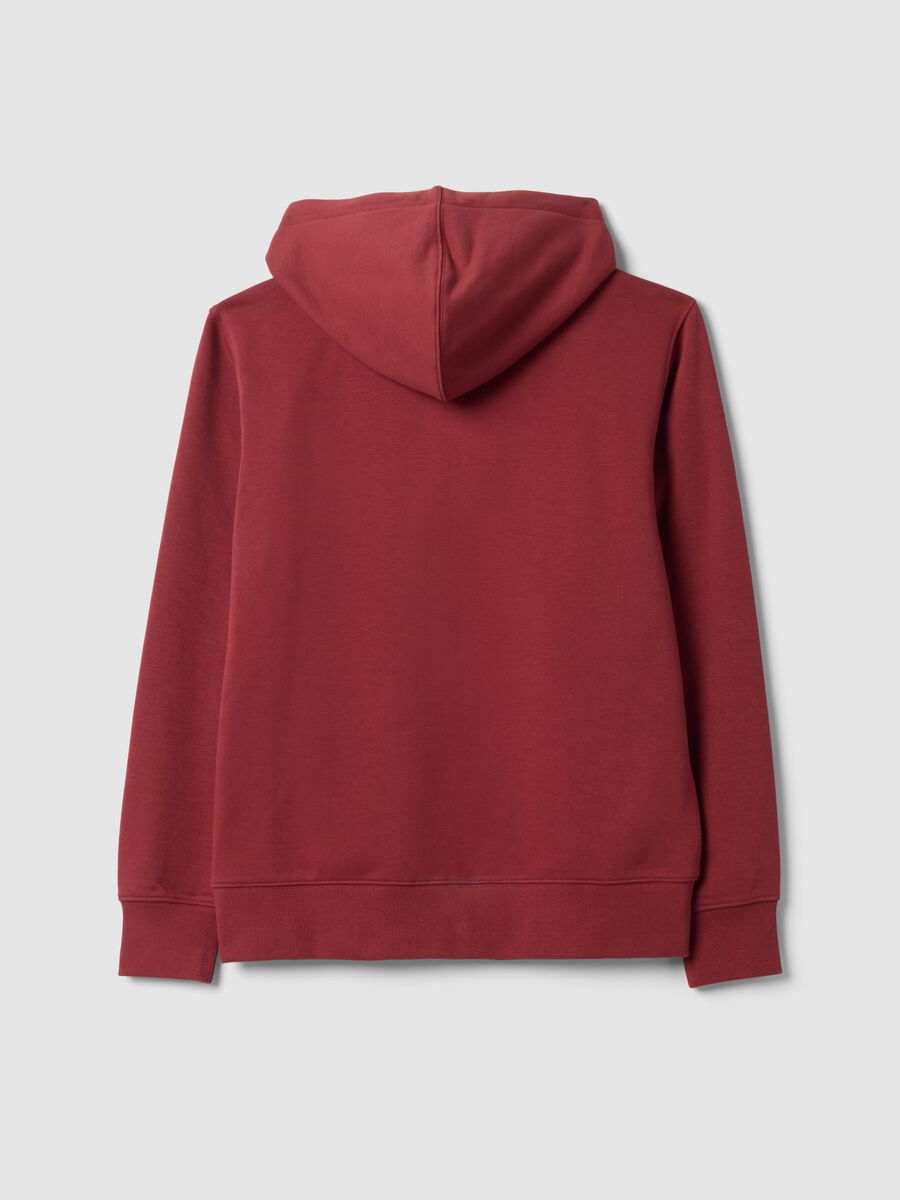 Felpa rossa in misto cotone con cappuccio e girocollo_2