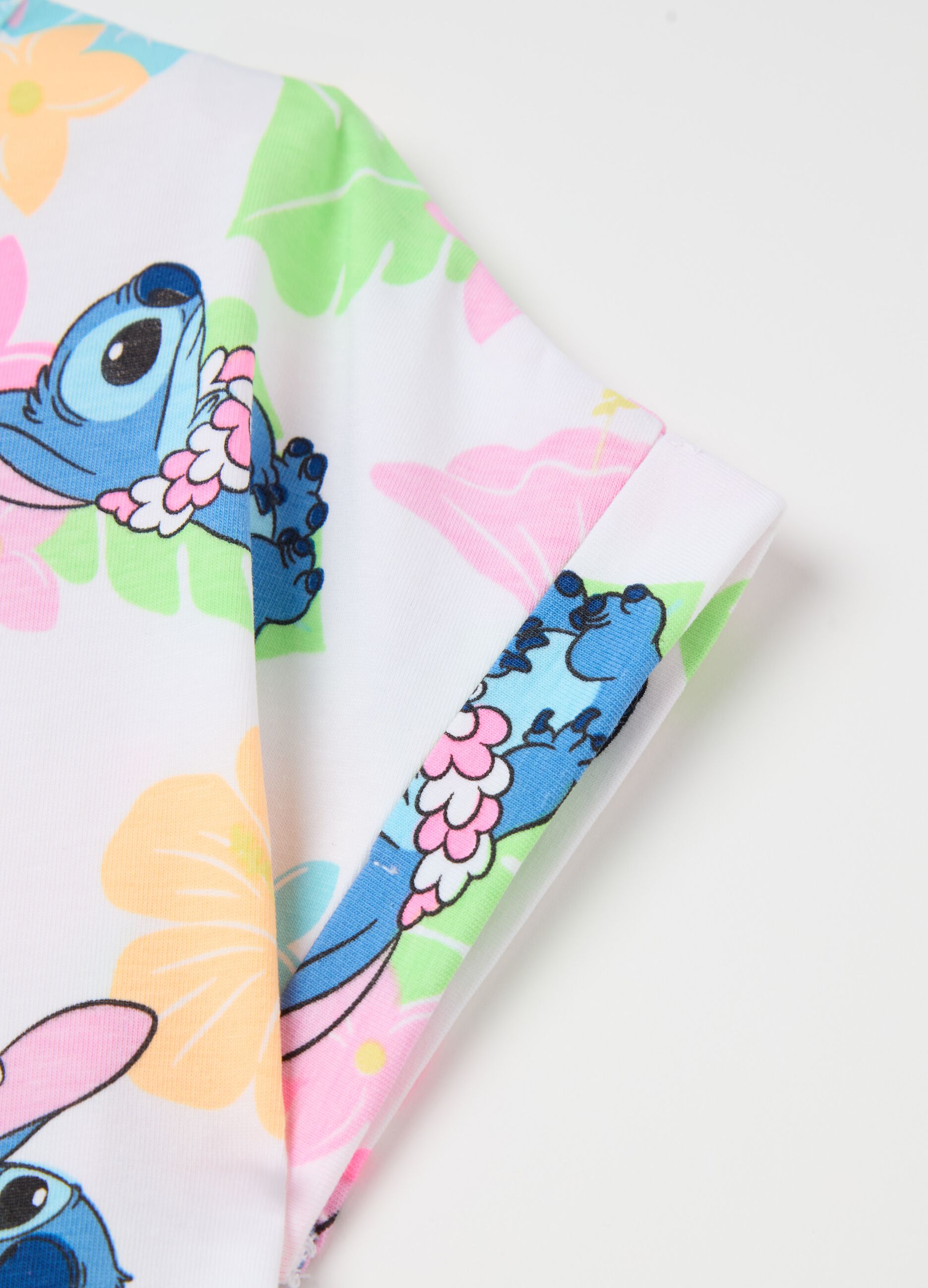 Stretch cotton T-shirt with Stitch print