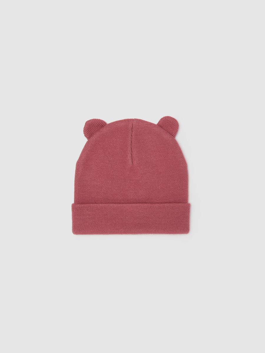 Cappello da bambina rosso con orecchie_0