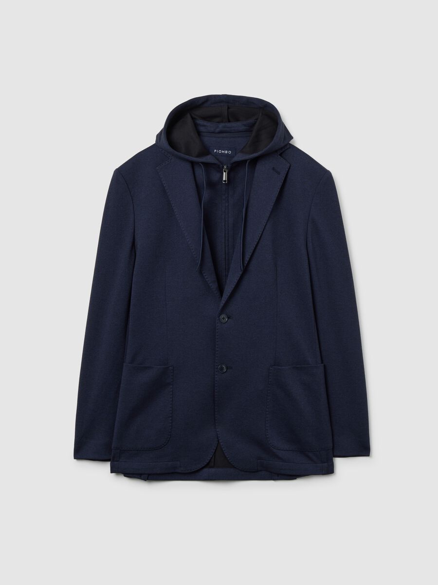 Blue Cotton Blend Regular Fit Blazer_0