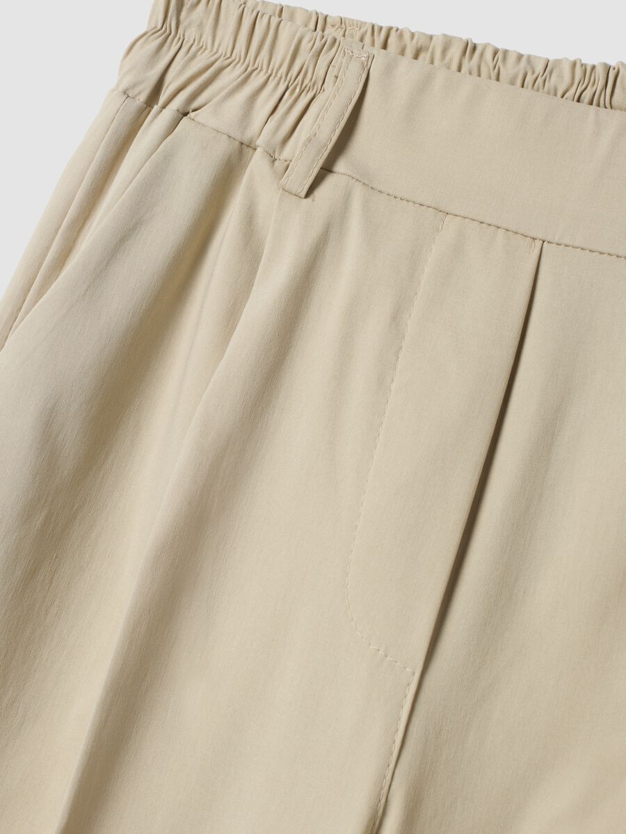 Beige stretch viscose palazzo trousers_1