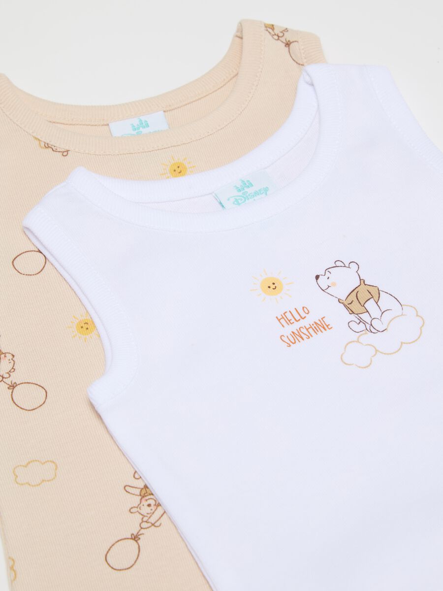 Two-pack sleeveless bodysuits in cotton with Winnie the Pooh print_2