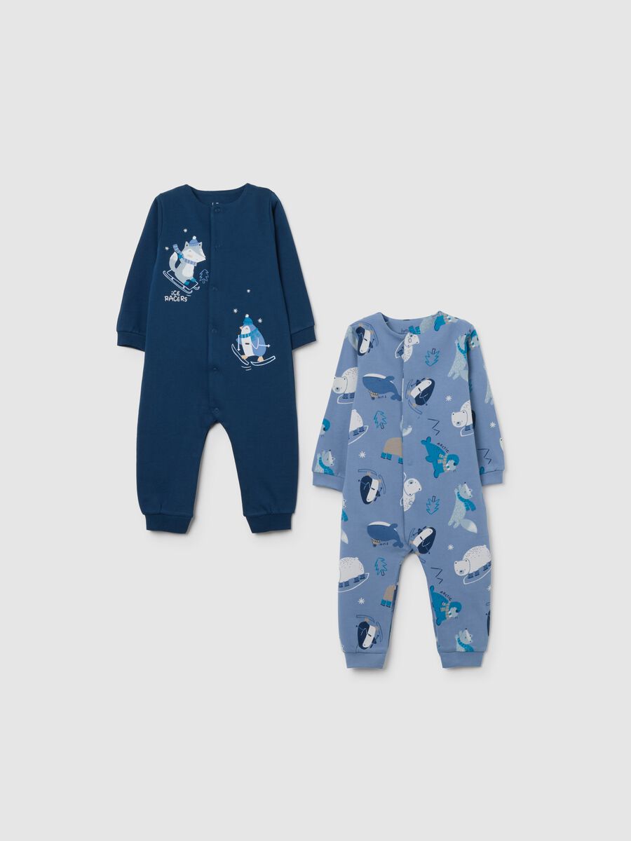 Blue Cotton Baby Sleepsuit 2-Pack_0