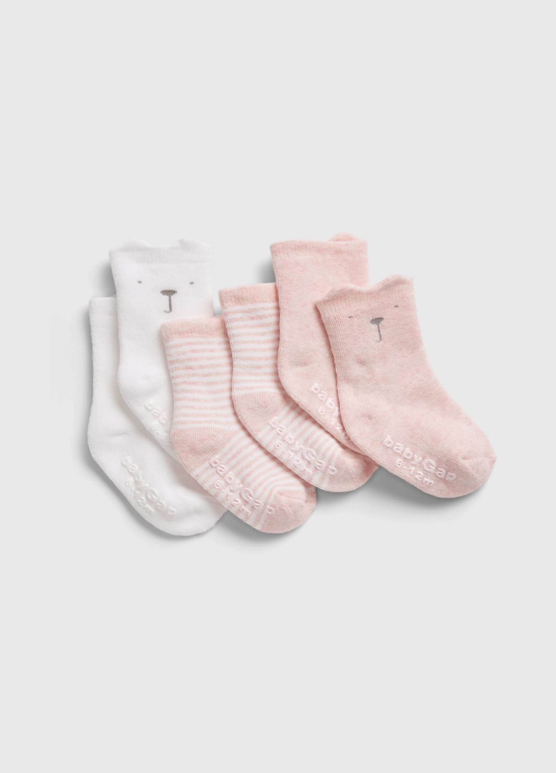 Three-pair pack short striped cotton socks