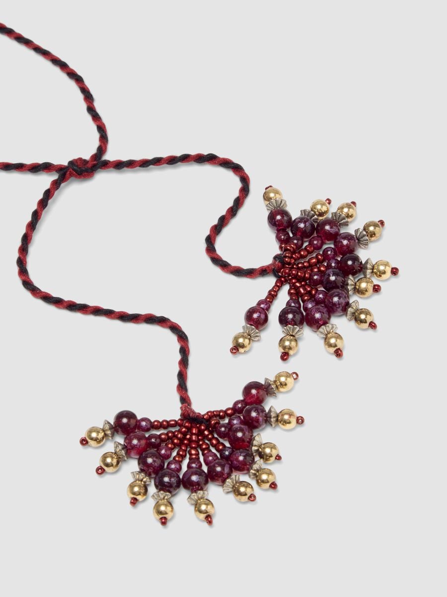 Three-strand wine-purple beaded necklace_2