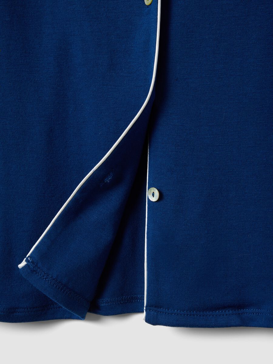 Blue Regular Fit Stretch Viscose Blend Pyjama Top_5