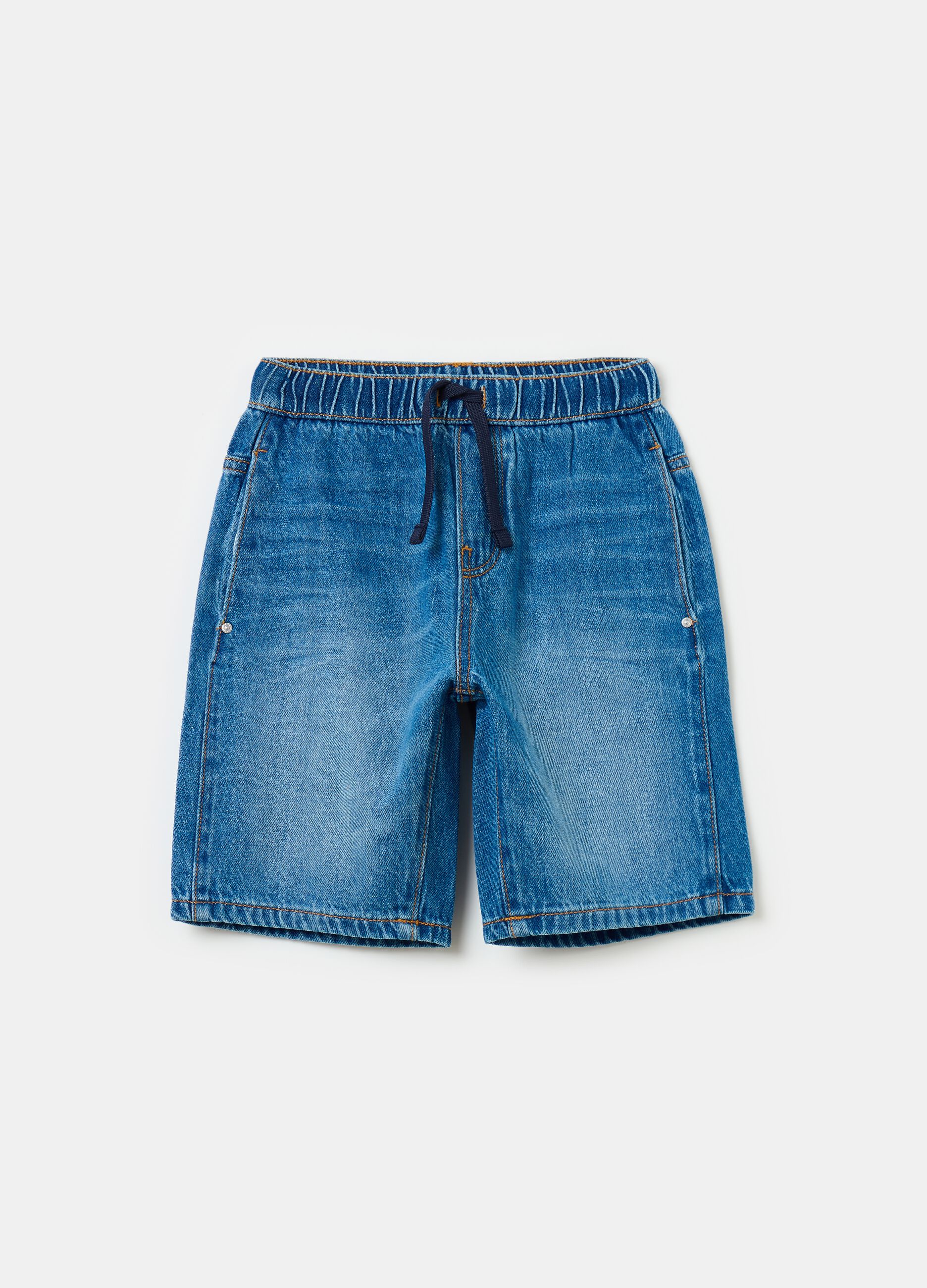 Bermuda jogger in denim con coulisse
