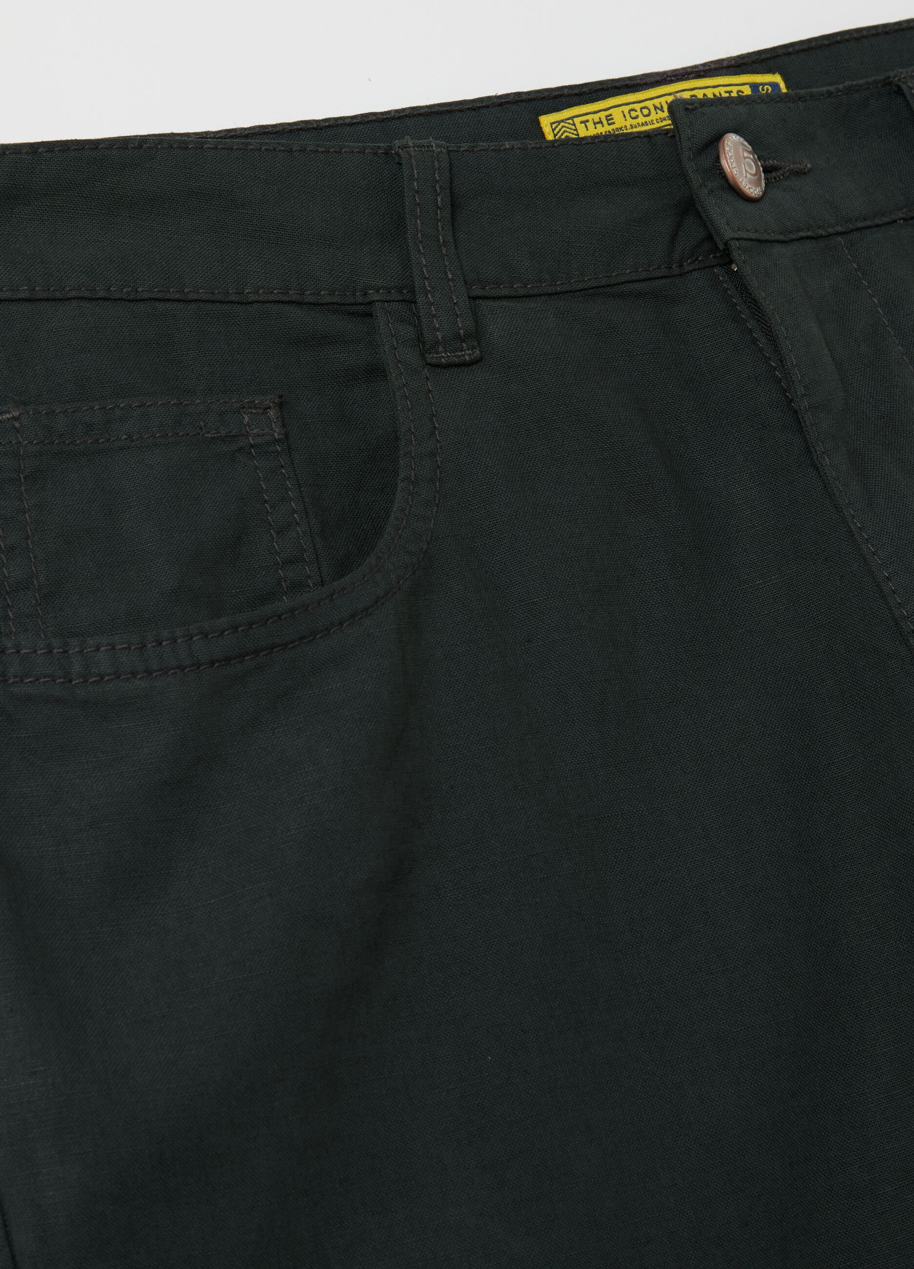 Pantaloni in lino e cotone cinque tasche 