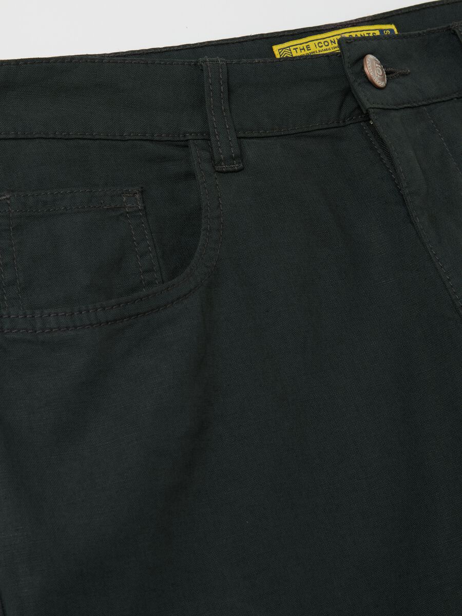 Trousers in linen and cotton with five pockets_1