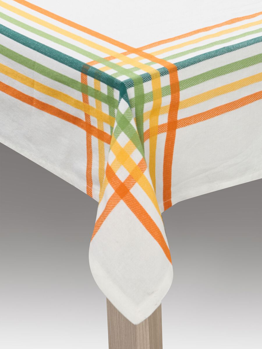 4-seater tablecloth in cotton with embroidered trim_0