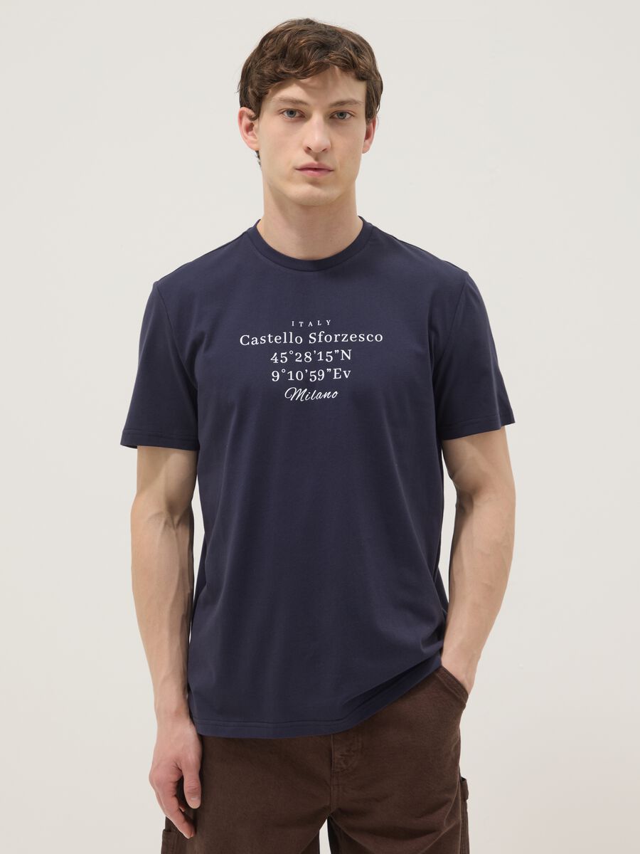 Blue short-sleeve pure cotton regular-fit T-shirt_1