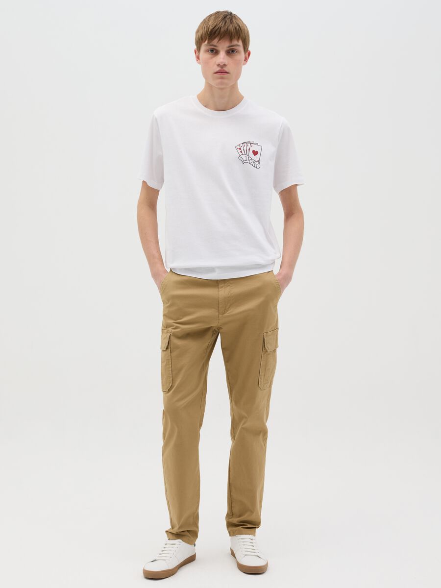 Cotton T-shirt with poker cards print_1