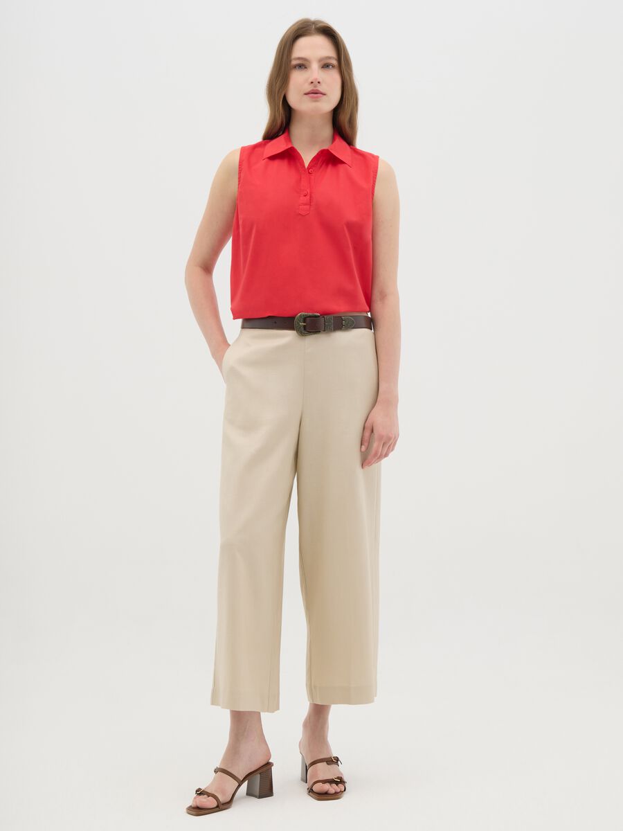 Women's Beige Viscose Blend Culotte Trousers_0