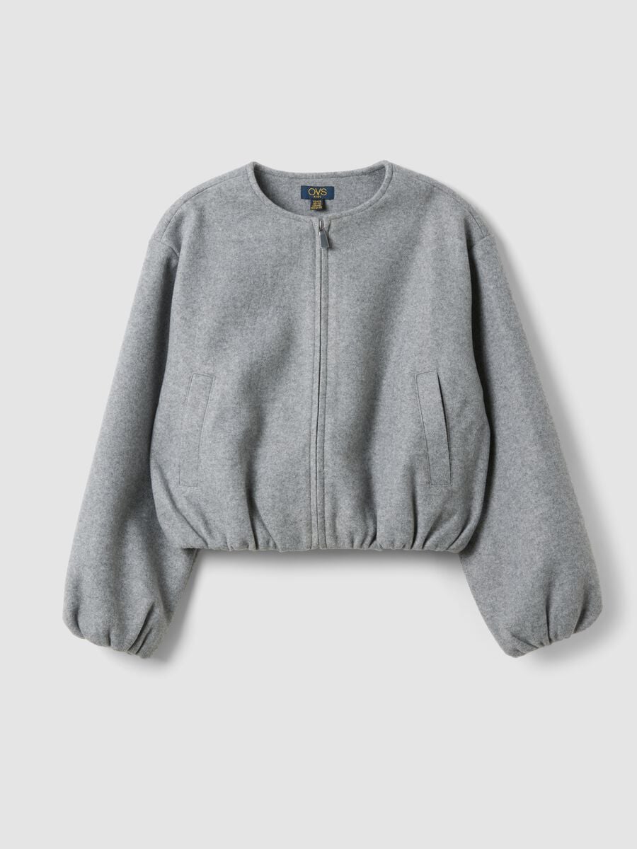 Giacca grigia regular fit con zip per ragazza_0