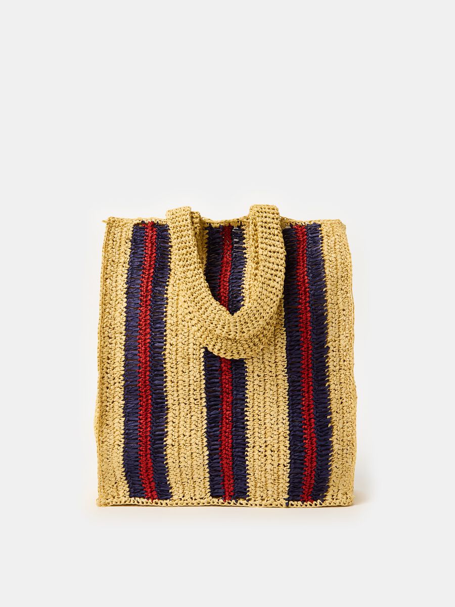 Tote bag in striped raffia_0