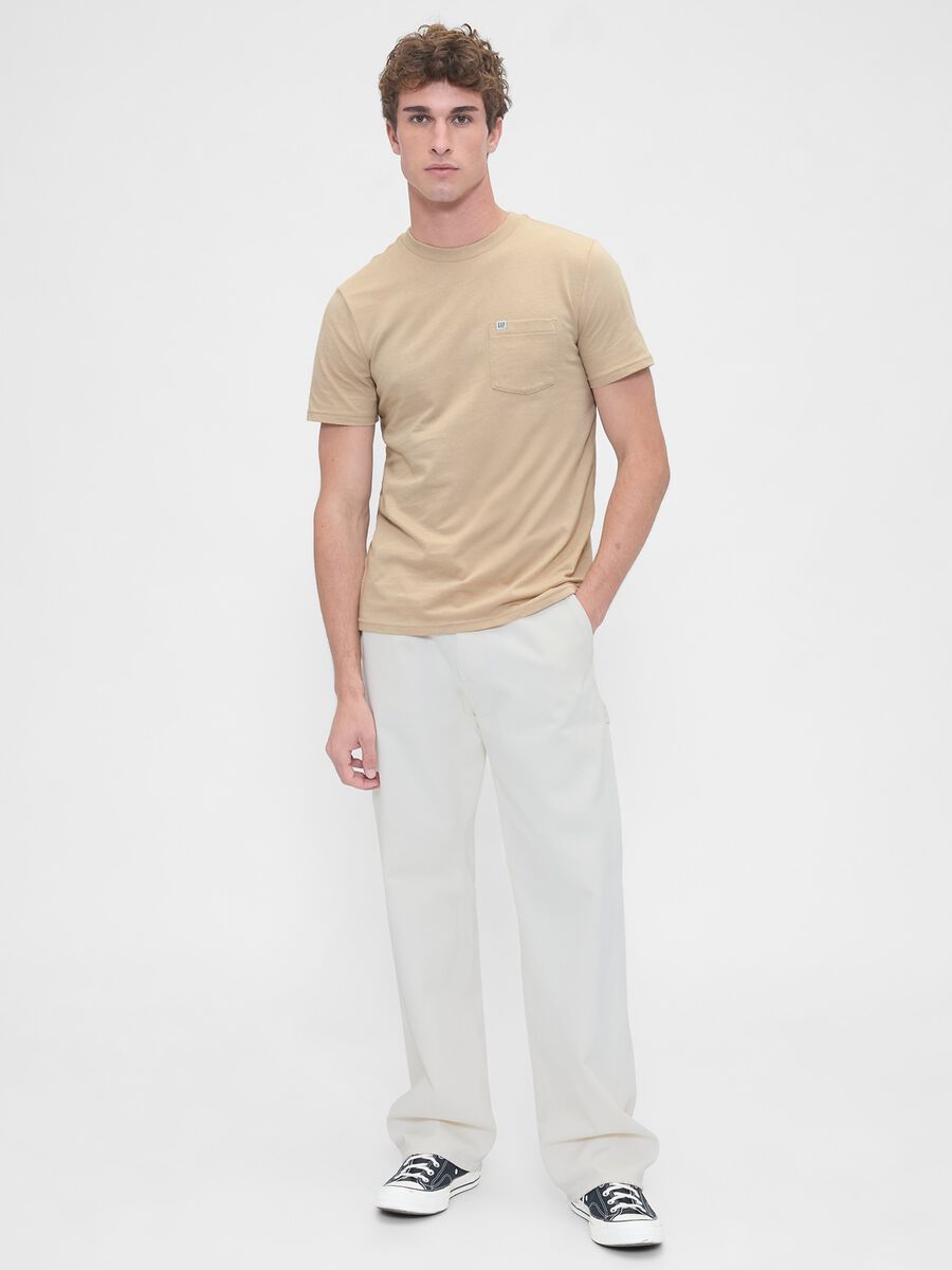 Beige Cotton Short Sleeve T-shirt_2
