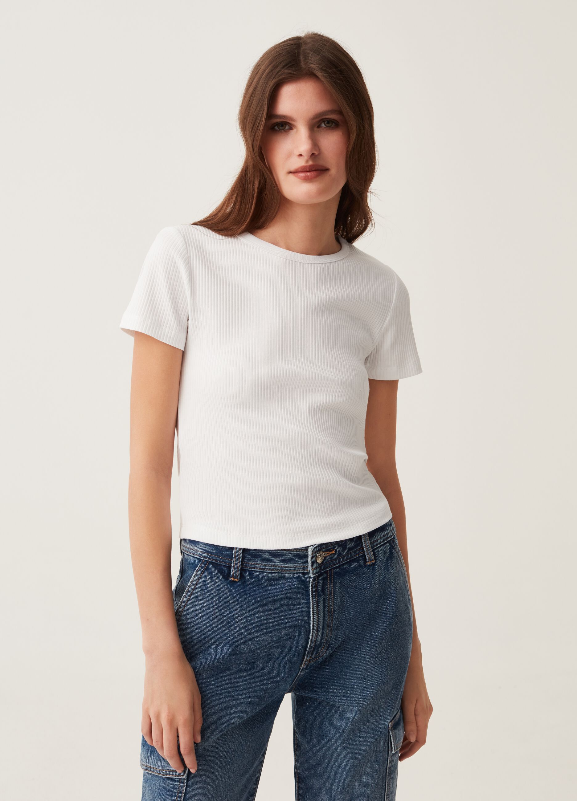 Ovs T-shirt girocollo Fitness a costine