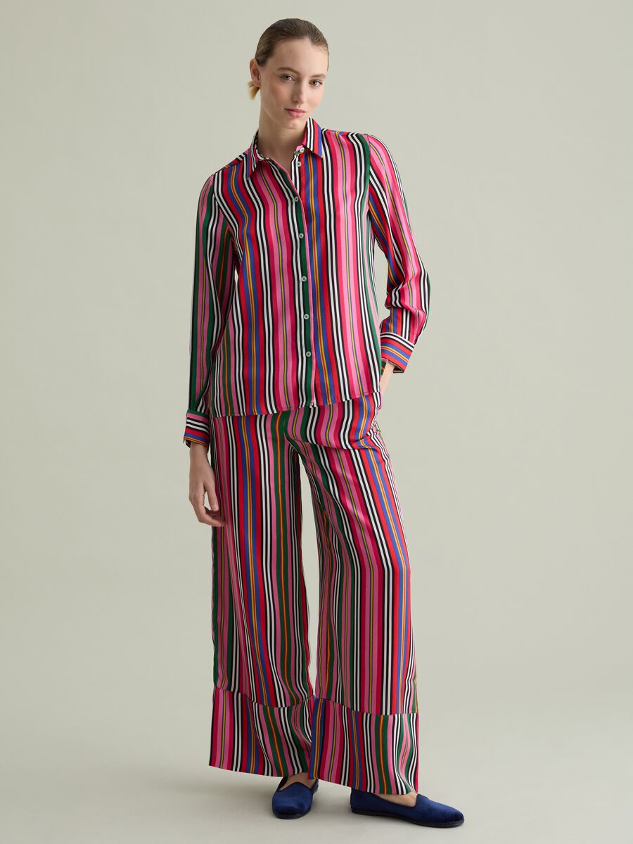 Fluid trousers with multicoloured stripes_0