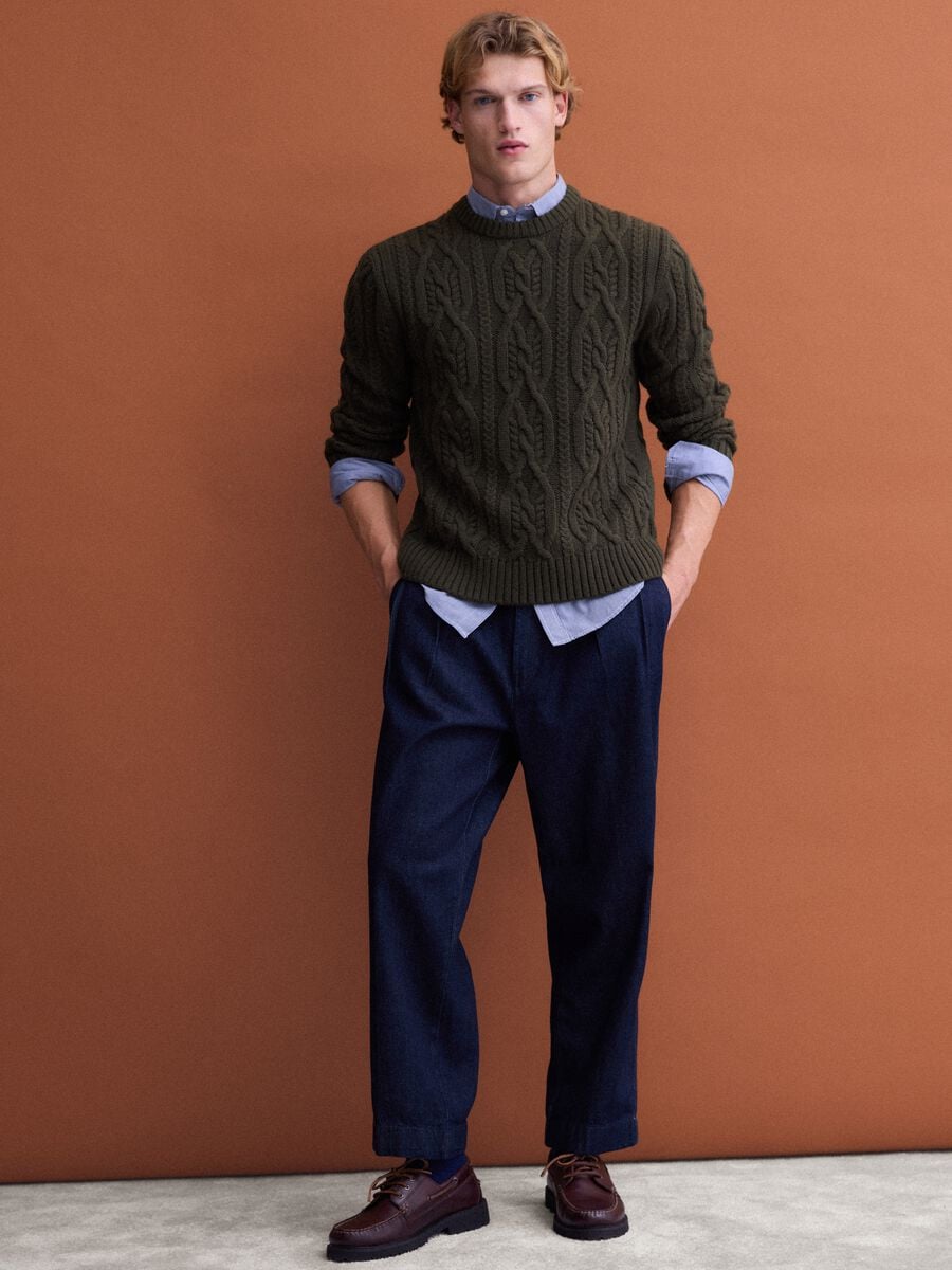 Maglia verde in misto lana jacquard regular fit_2