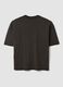 Brown cropped pure cotton T-shirt with front print, boxy fit_2