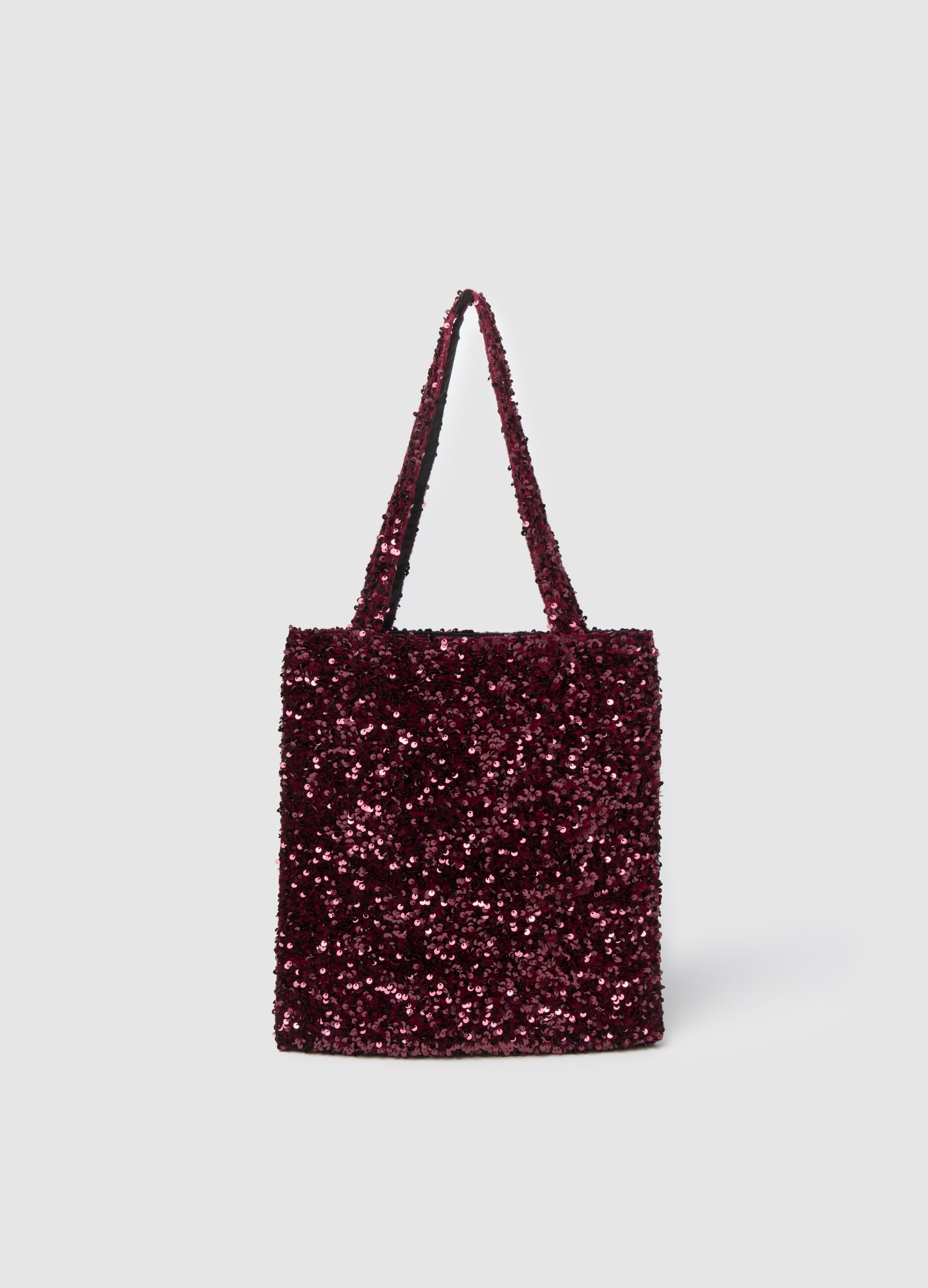 Red Shopper Bag with Sequins