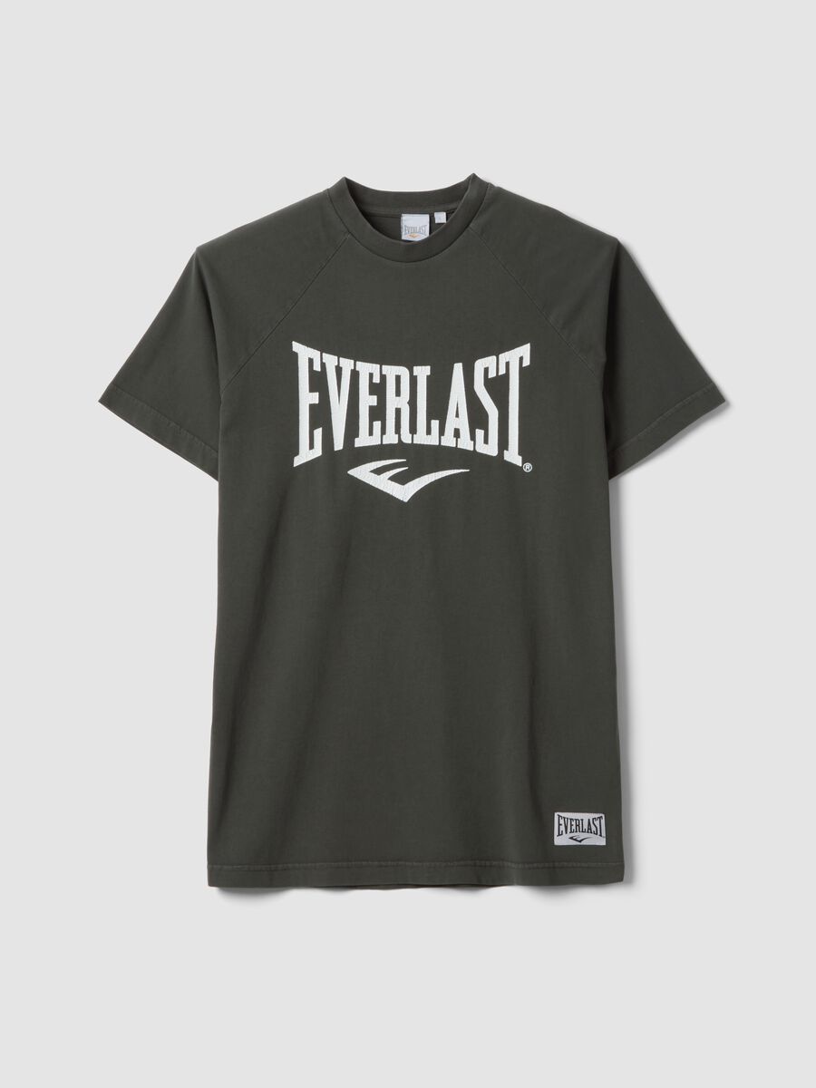 Black pure cotton regular fit t-shirt with Everlast logo_4