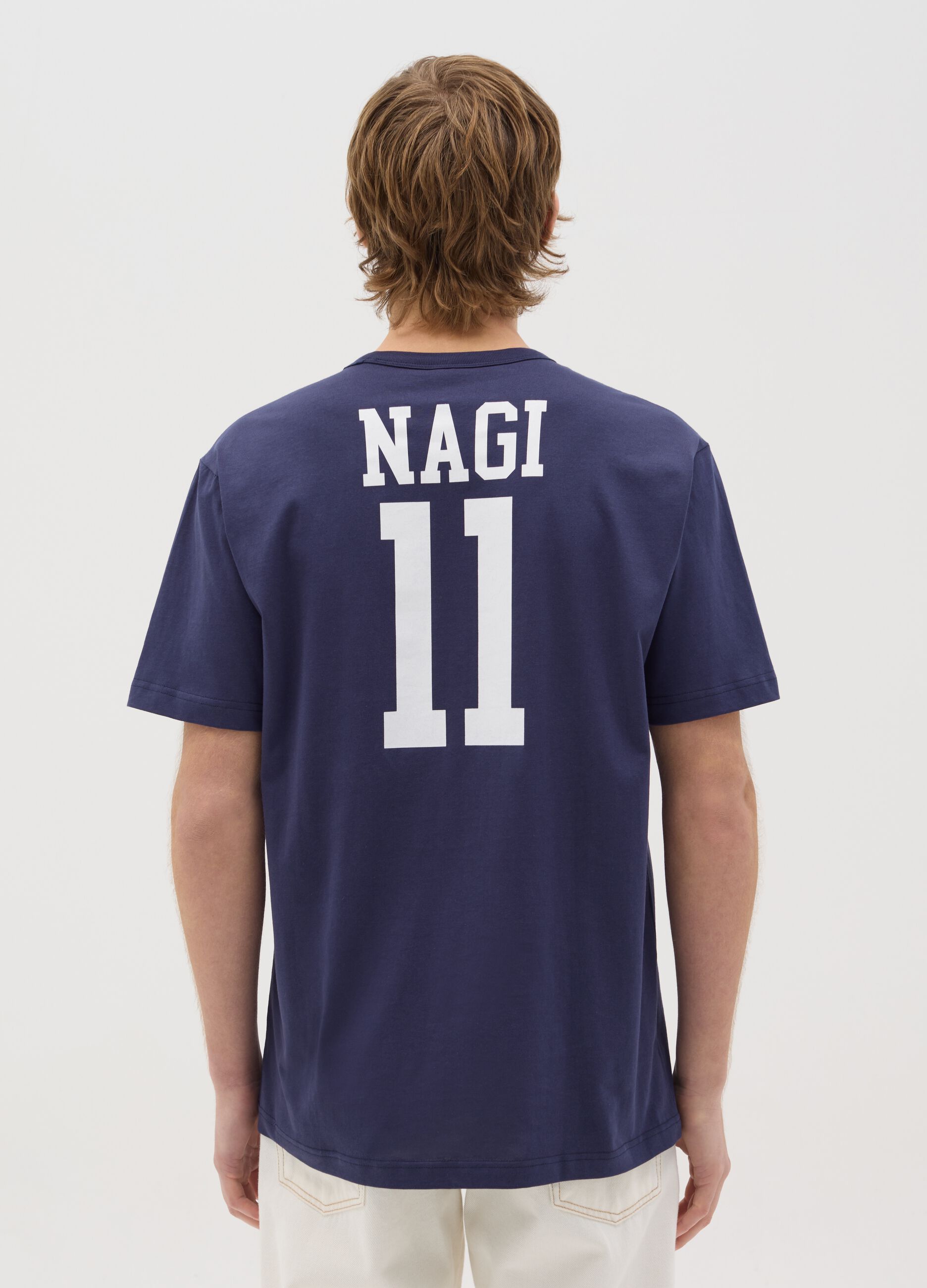 Blue T-shirt with Seishiro Nagi print