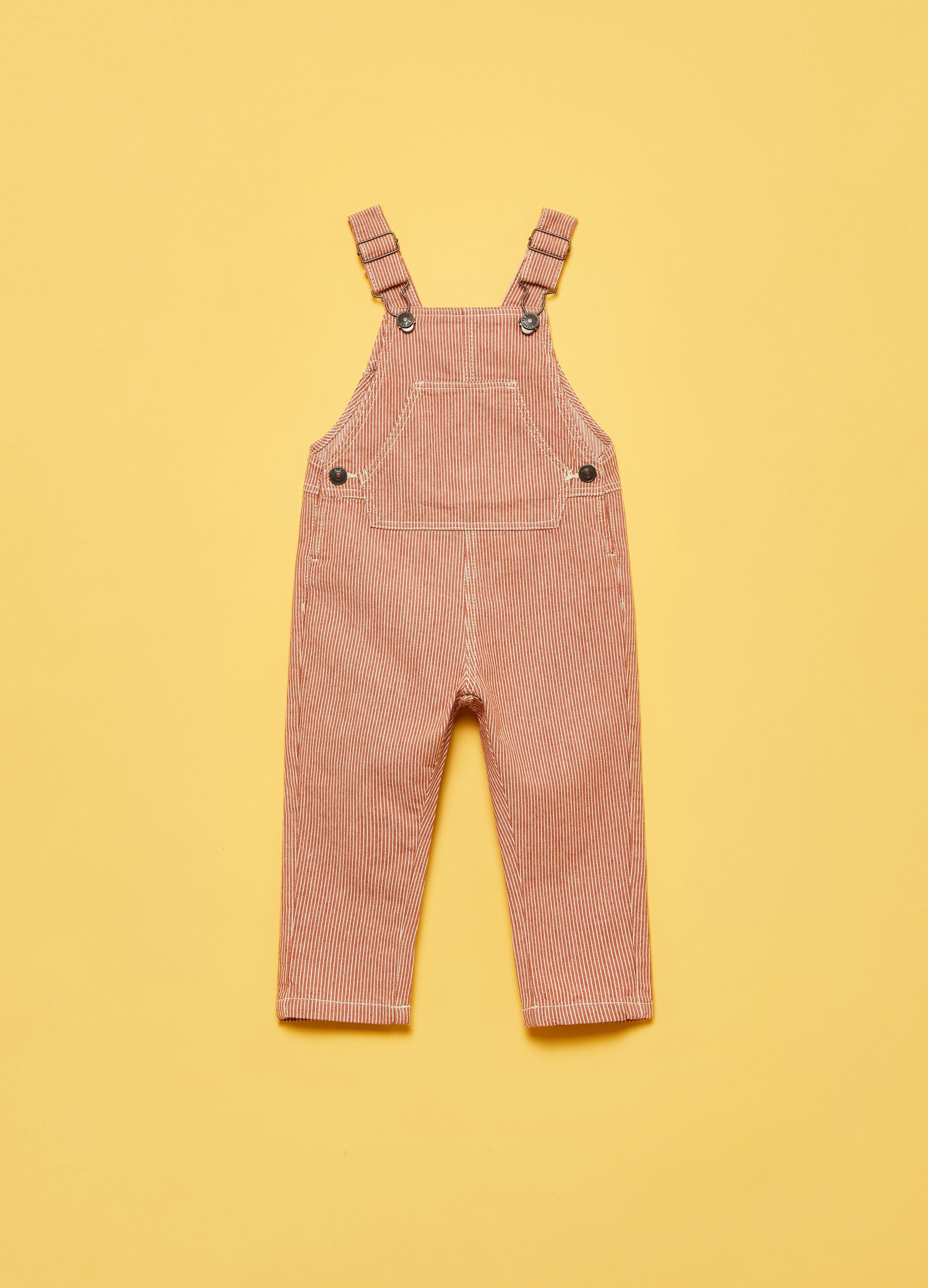 100% cotton striped dungarees