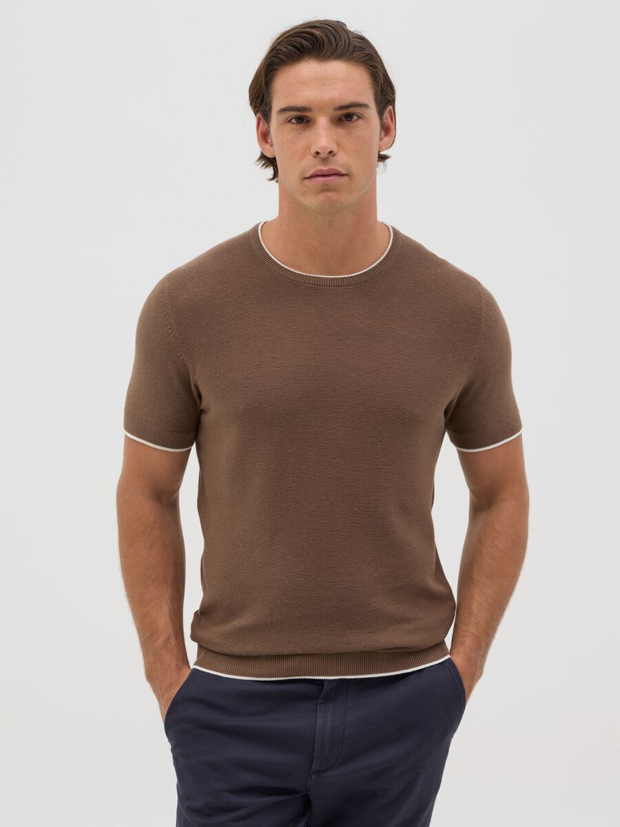 Brown short-sleeve cotton T-shirt_0