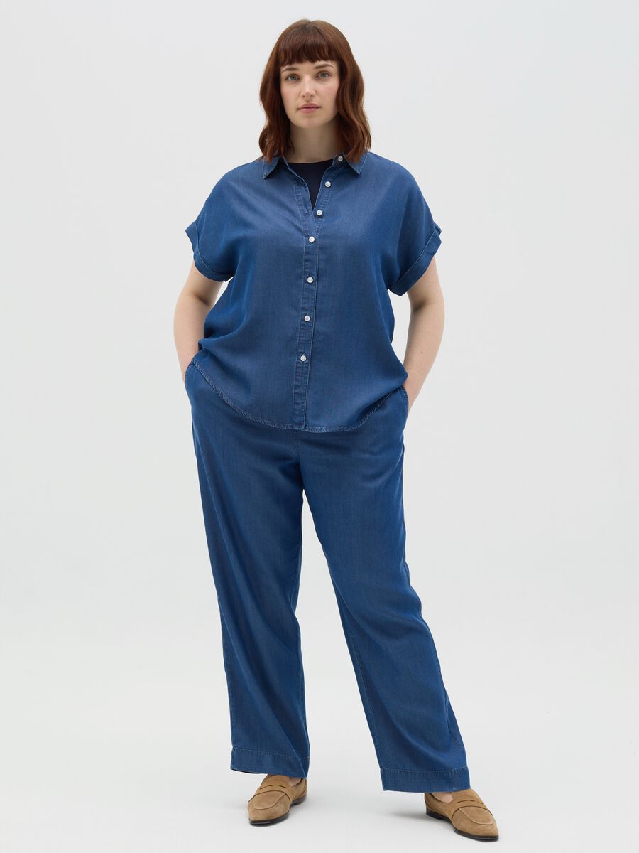 Curvy blue shirt with denim effect_1