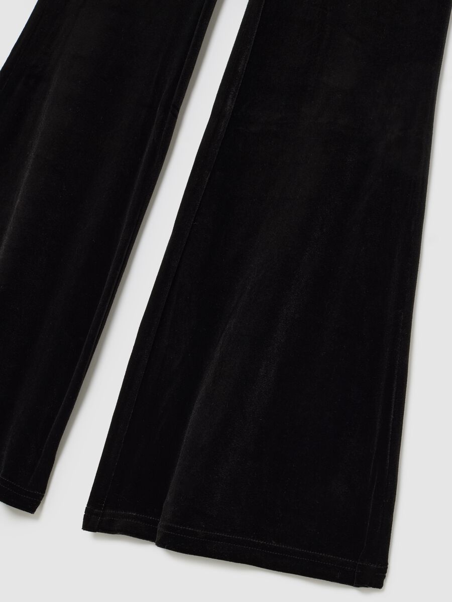 Black stretchy flare trousers_5
