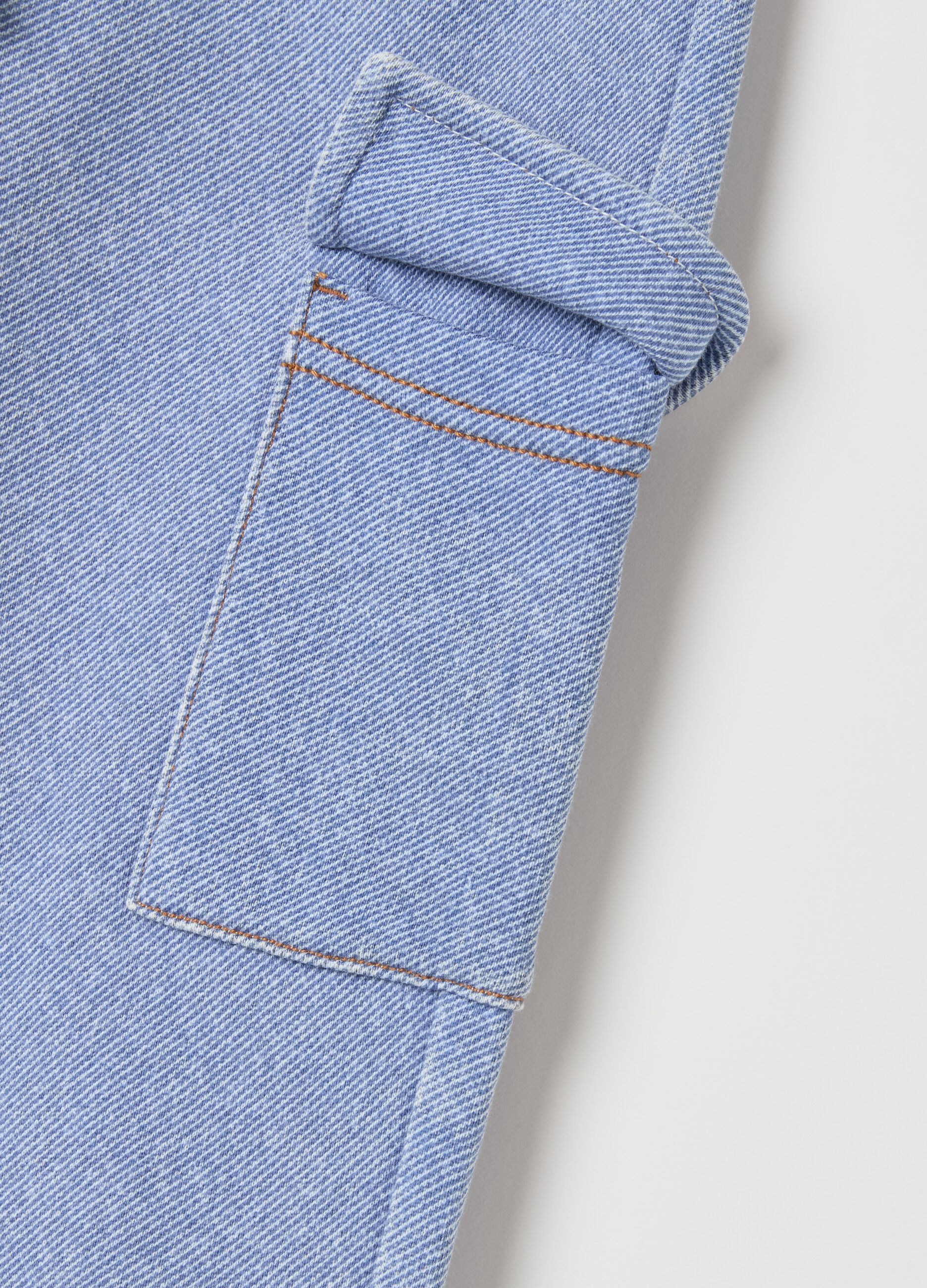 Denim-effect cargo joggers with drawstring