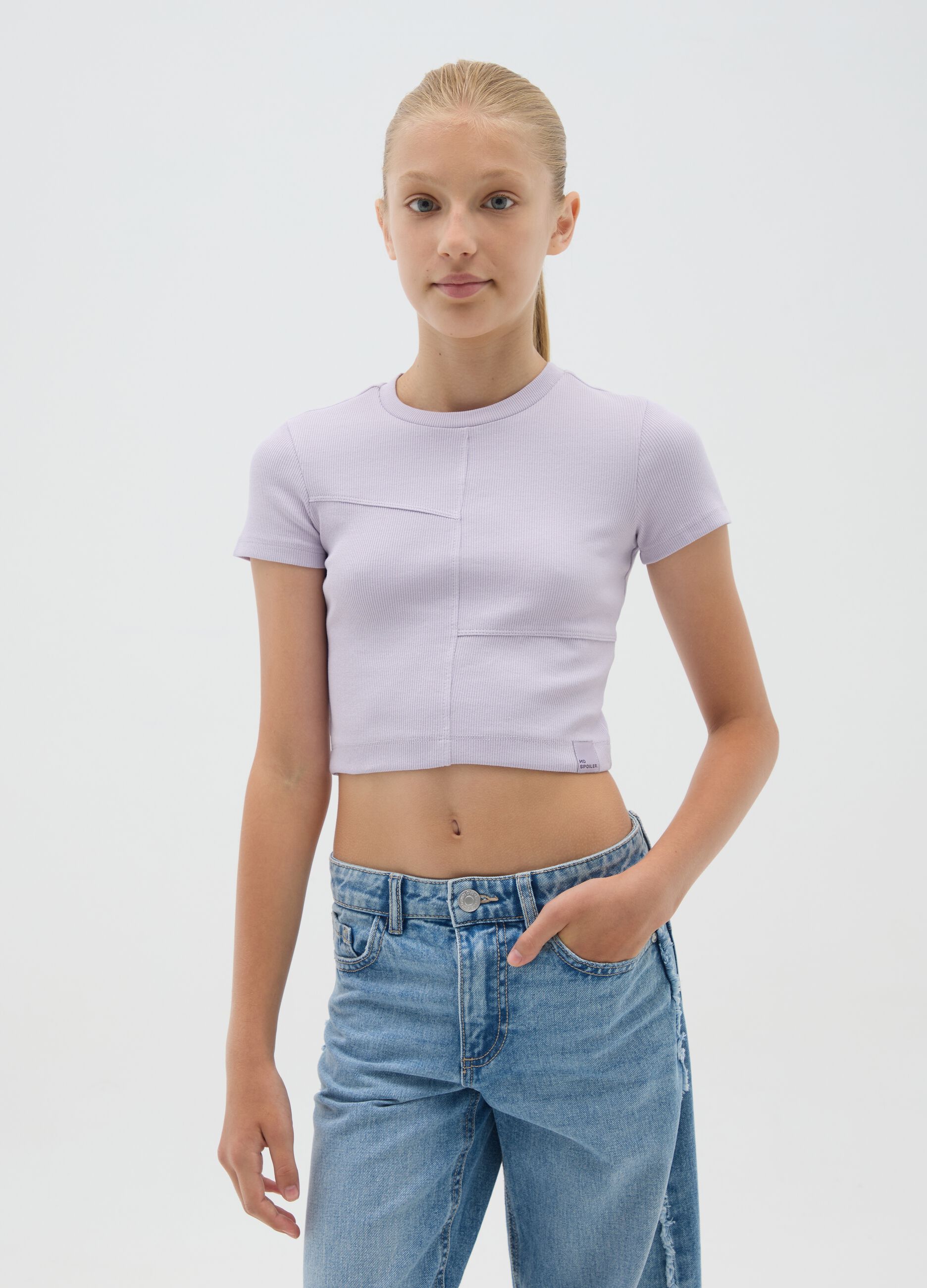 Girls' purple cotton regular fit t-shirt