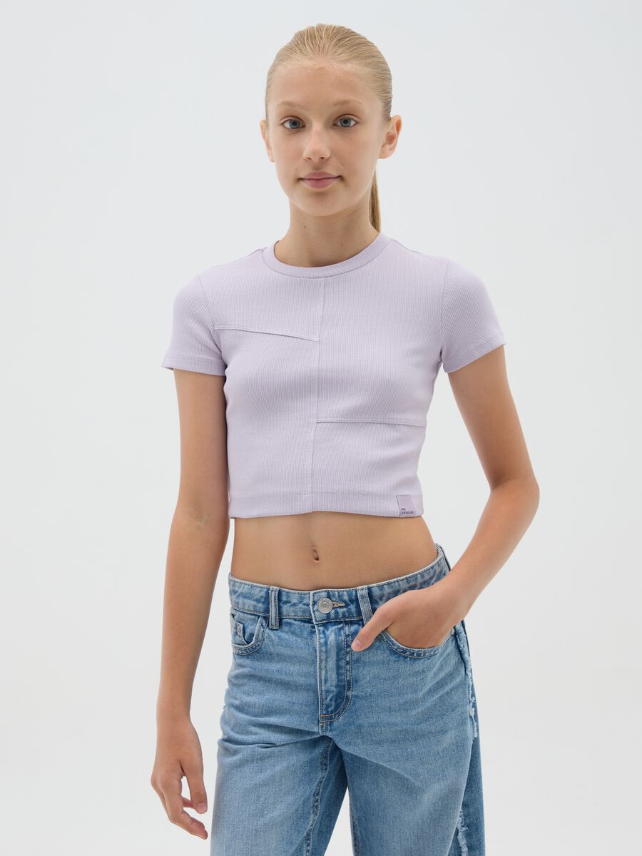 Girls' purple cotton regular fit t-shirt_0