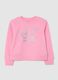 Girls' Pink Cotton Sweatshirt with Crown Print, Regular Fit_0