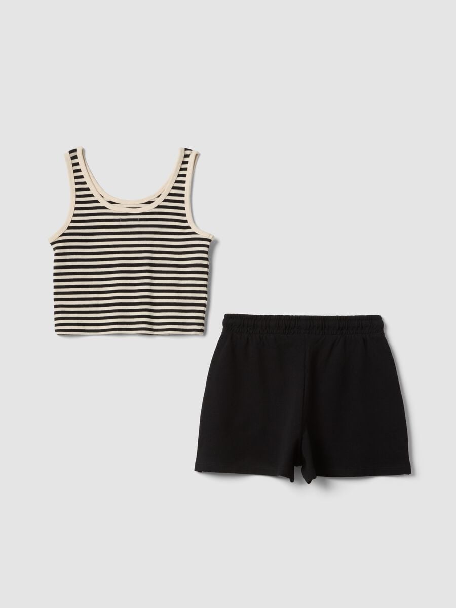 Girls&rsquo; black and beige fitted stretch-cotton set_4